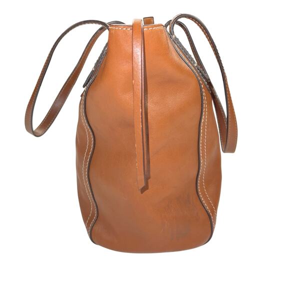 Fossil Emma Leather Tote Handbag Caramel Brown Large Capacity Laptop Zip Top - Picture 4 of 16